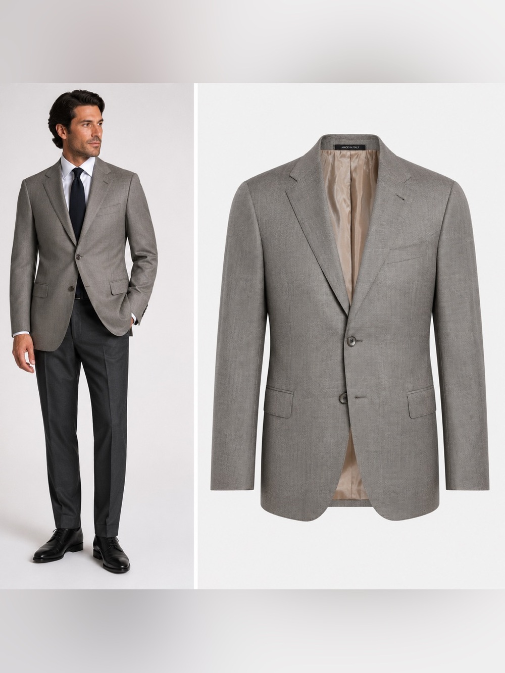 $1295 Armani Collezioni Sport Coat 40 R (50 EU) Mens Taupe 100 Wool Blazer Italy